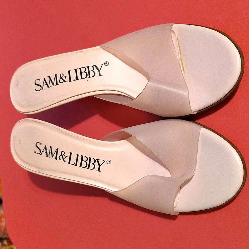 Vtg Sam & Libby Lorna Women's Pink Mule Sandals Sz 7 - Picture 2 of 7